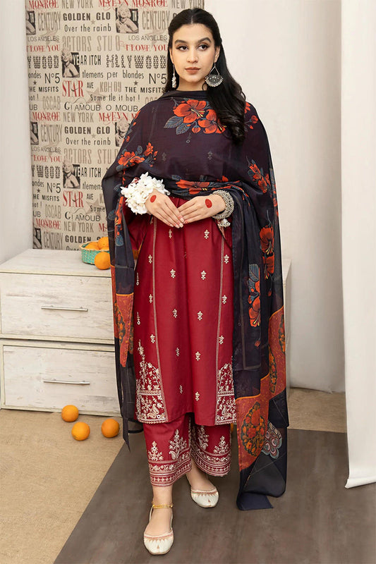 URGE - 3PC DHANAK EMBROIDERED CL-W151