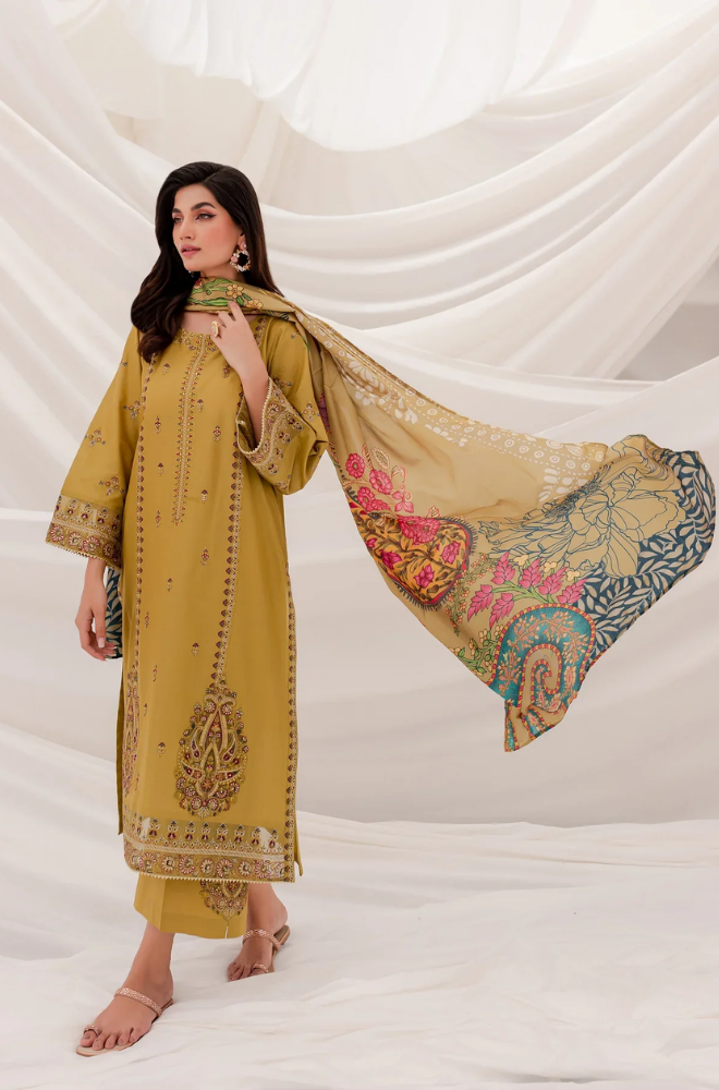 JAZMIN - 3PC DHANAK EMBROIDERED CL-W48