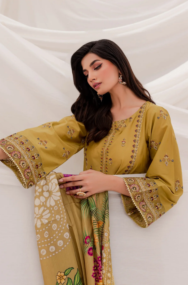 JAZMIN - 3PC DHANAK EMBROIDERED CL-W48