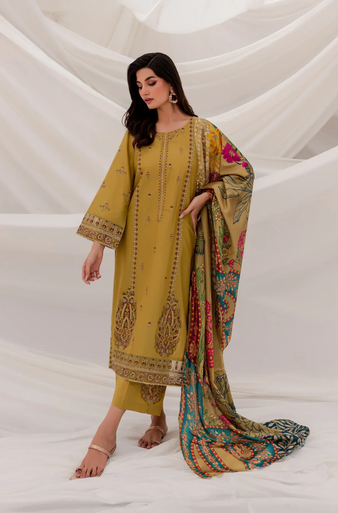 JAZMIN - 3PC DHANAK EMBROIDERED CL-W48