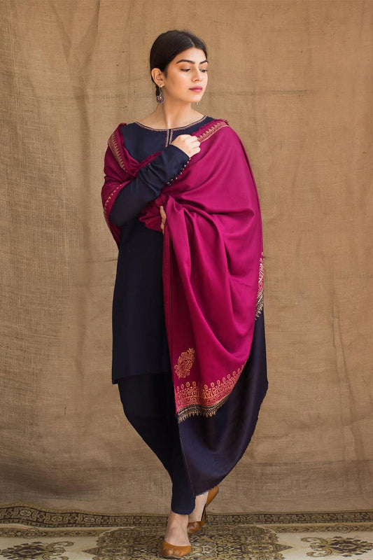 ZARPASH - 3PC DHANAK EMBROIDERED CL-W07