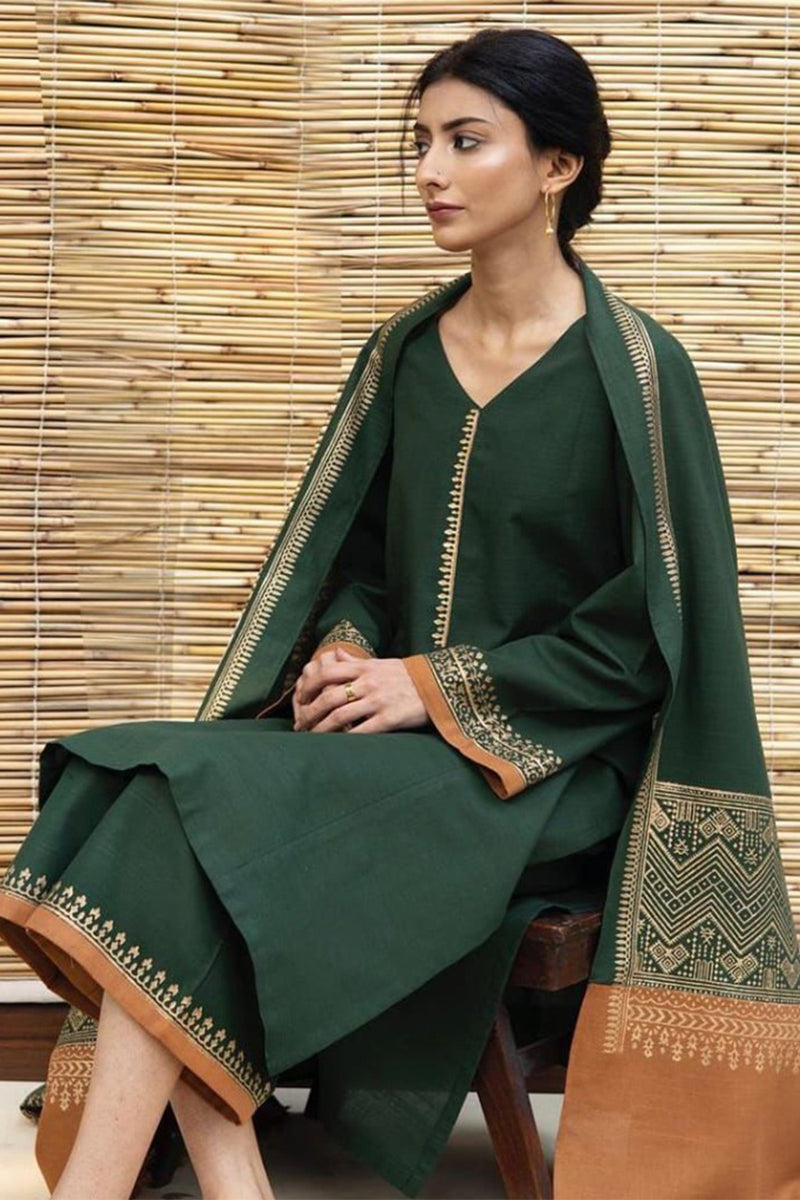 ZARPASH - 3PC DHANAK EMBROIDERED CL-W15