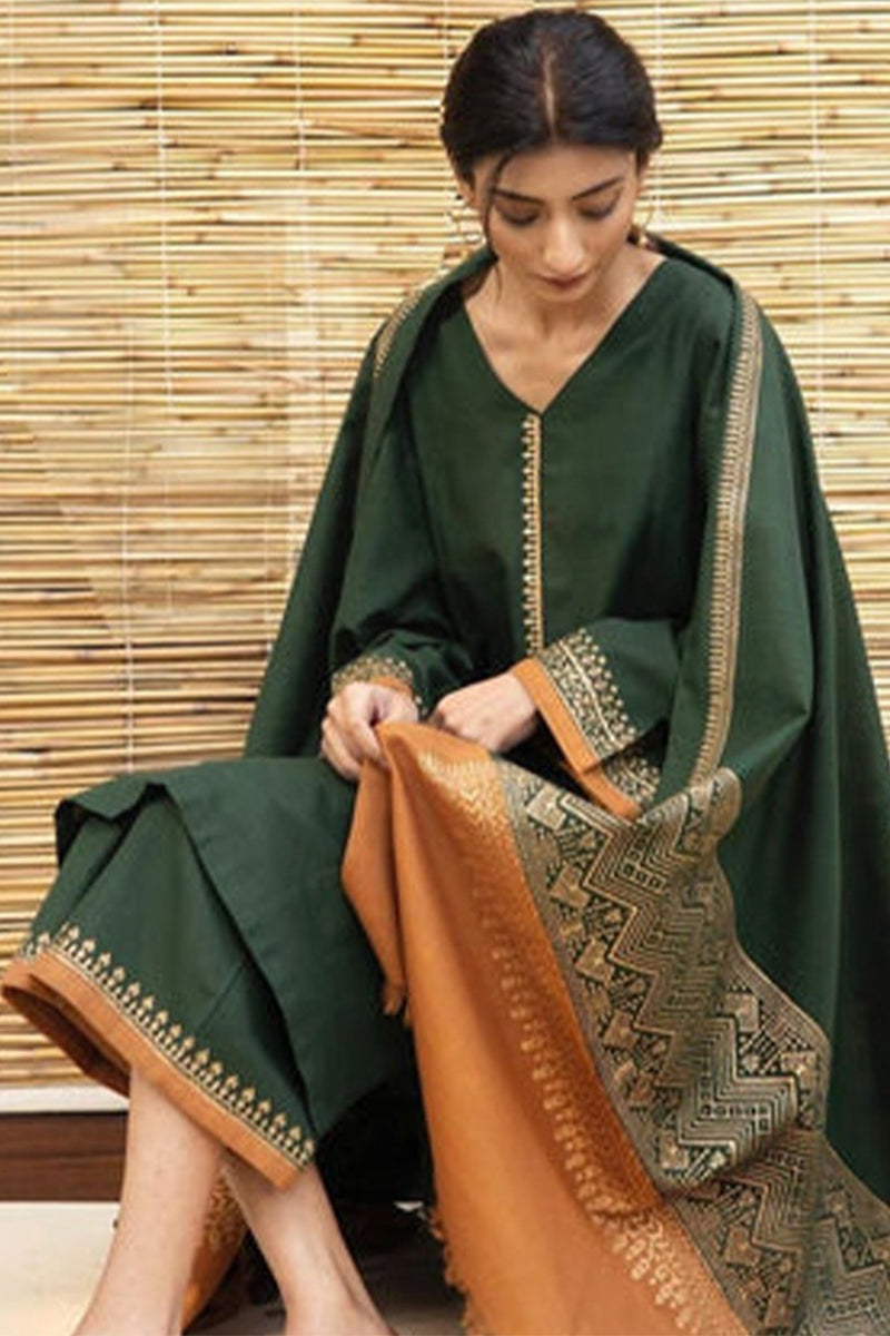 ZARPASH - 3PC DHANAK EMBROIDERED CL-W15