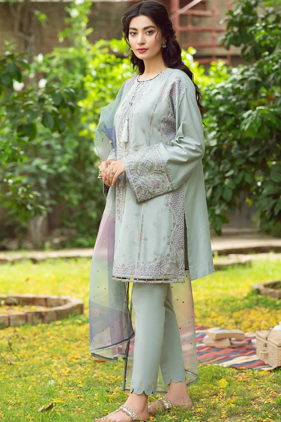 JAZMIN - 3PC DHANAK EMBROIDERED CL-W88