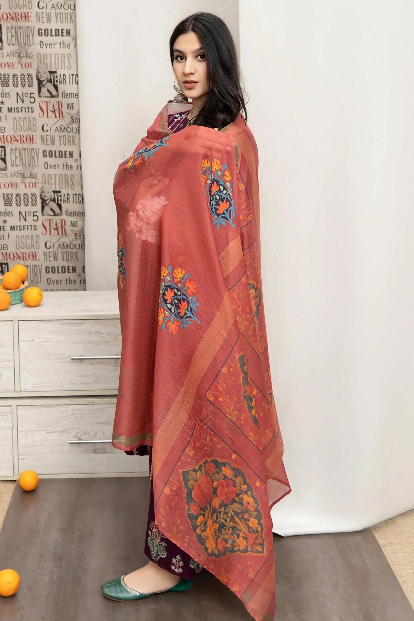 URGE - 3PC DHANAK EMBROIDERED CL-W153